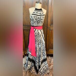 Floor length dress with built in necklace halter